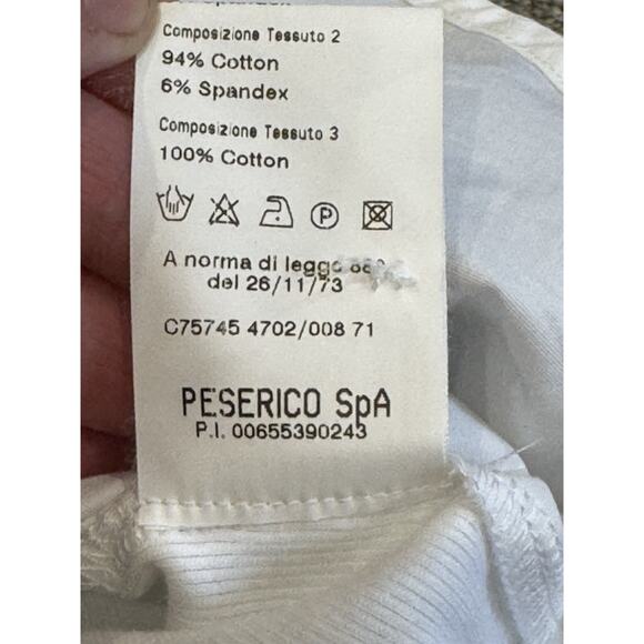 Peserico Tricot Poplin Short Sleeve White Shirt Blue Collar 42 US Medium Ribbed - Picture 7 of 11
